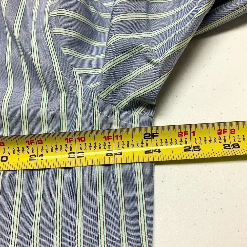 Banana Republic Shirt Mens Large‎ Slim Blue Stripe Non Iron Business Casual Camp